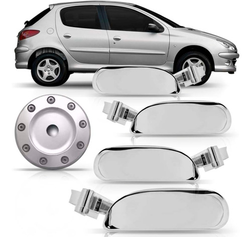 Kit Macaneta Cromado Tampa Combustivel Peugeot 206 98 A 10