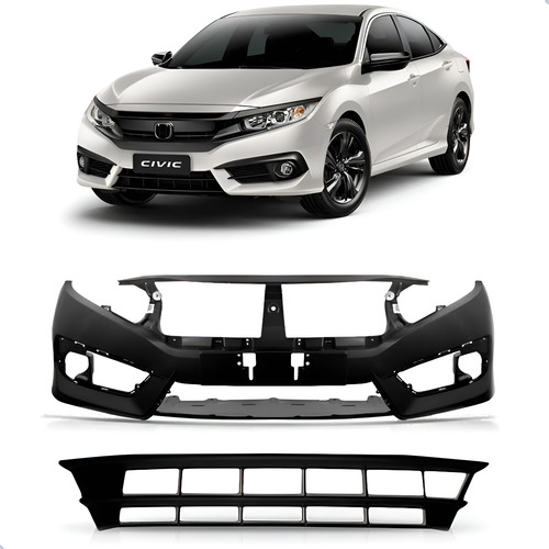 Envolvente Para Honda Civic 2017 2018 2019 C/ Grade Inferior Preto