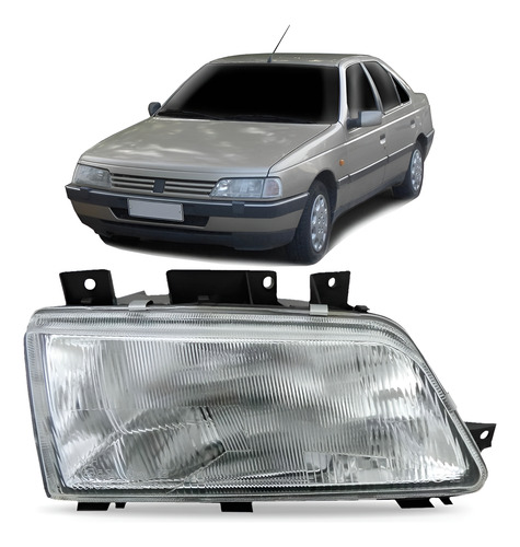 Farol Peugeot 405 94 95 96 97 Foco Simples Cromado 1ª Linha - Direito/passageiro