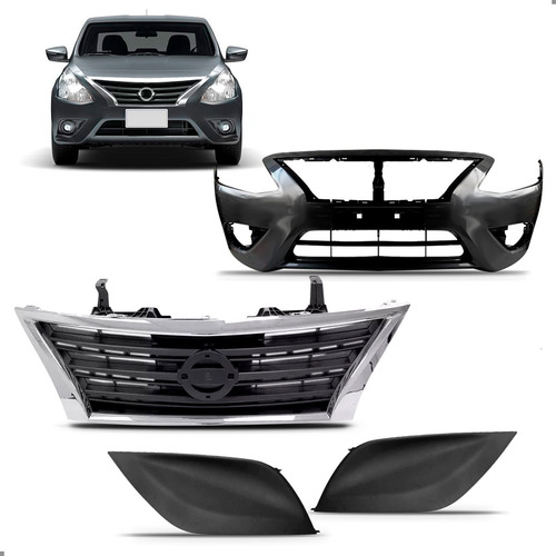 Kit Parachoque Versa 2016 2017 2018 2019 Dianteiro Preto