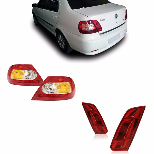 Kit 04 Sinaleiras Siena 2004 Até 2008 Par Canto + Par Tampa