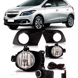 Kit Farol Neblina Milha Onix 2016 2017 Com Grade Preto Transparente