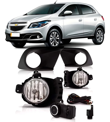 Kit Farol Neblina Milha Onix 2016 2017 Com Grade Preto Transparente