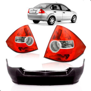 Kit Parachoque Traseiro Fiesta 2003 A 2010 Com Par Lanternas