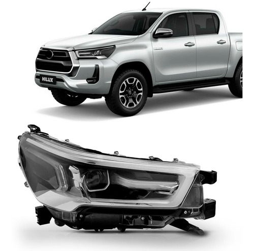 Farol Hilux Srv 2021 2022 C/ Led Aro Cinza 1ª Linha Direito/passageiro