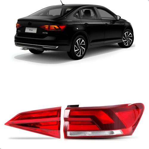 Jogo Sinaleira Vw Virtus 2018 A 22 Canto E Tampa L. Direito Vermelho