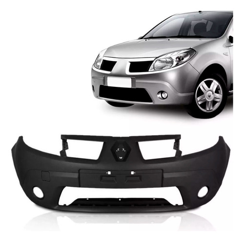 Parachoque Dianteiro Sandero 2009 2010 2011 Com Furo Primer - Preto