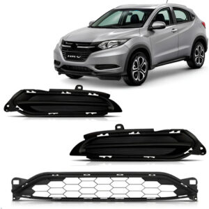Tela Frontal Central Para Honda Hrv 15 A 17 C/ Par Molduras Preto