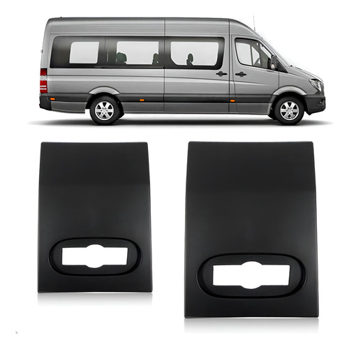 Par Friso Lateral Coluna Sprinter 2012 A 2016 Com Furo Preto
