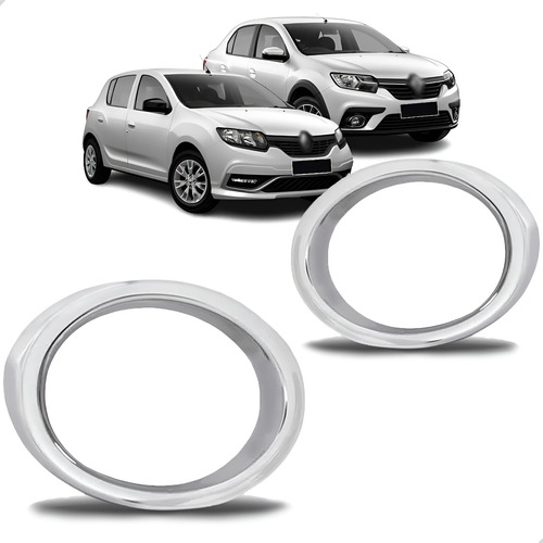 Par Aro Moldura Grade Milha Sandero E Logan 20 A 23 Cromado Cromado