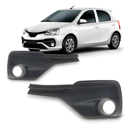 Par Moldura Farol Milha Etios Ready 2017 A 2020 Com Furo Preto Ambos Os Lados