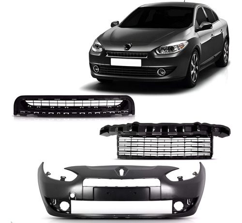 Kit Envolvente C/ Grades Diant. Renault Fluence 2010 A 2013 Preto