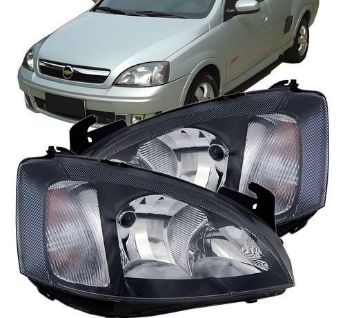 Par Farol Corsa Montana 2003 2004 2005 06 2007 Mascara Negra Direito E Esquerdo