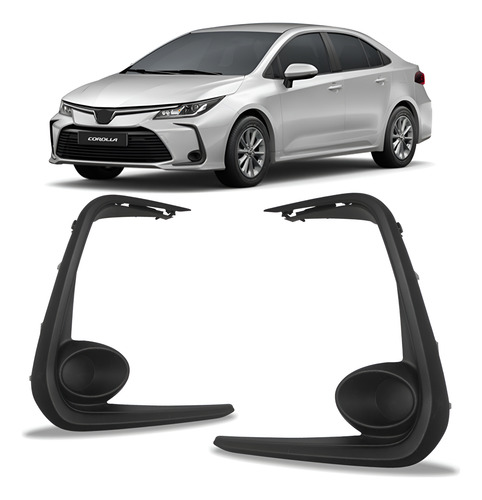 Par Moldura Lateral Parachoque Corolla 2020a 2023 Sem Furo Preto