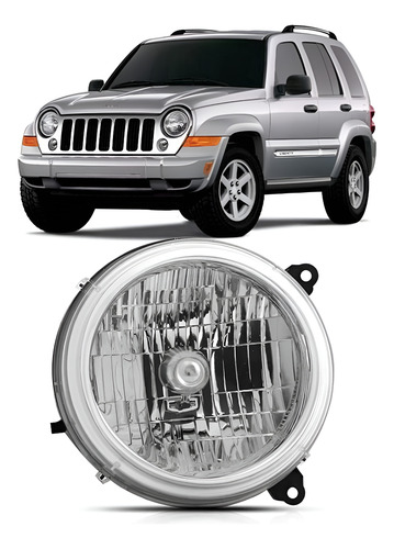 Farol Cherokee Sport 2002 2003 Cromado 1ª Linha - Direito/passageiro