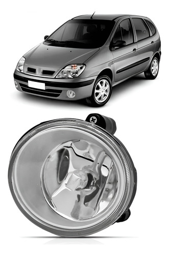 Farol Milha Megane Scenic 01/09 Redondo Lente Lisa 1ª Linha Esquerda
