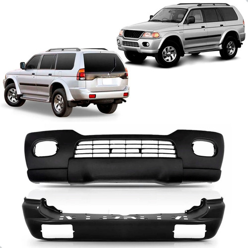 Kit Parachoque Dianteiro E Traseiro Pajero Sport 2000 A 2004 Preto