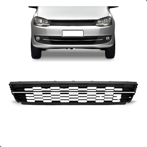 Grade Parachoque Diant. Para Fox 2010 A 2014 Friso Cromado Preto