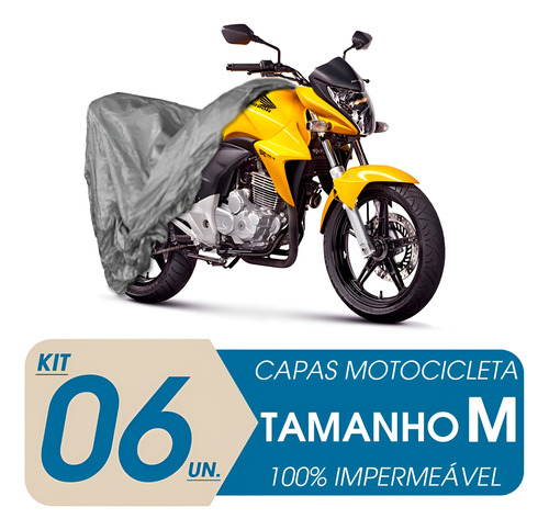 06 Capas Cobrir Moto Impermeável Proteção Uv M Mega Desconto Cinza