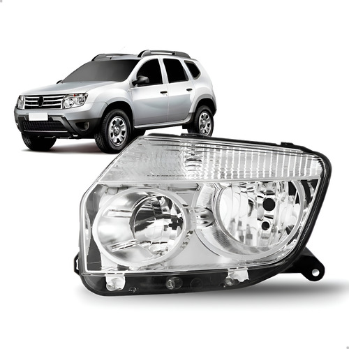 Farol Cromado Duster 2010 2011 2012 2013 2014 2015 1ª Linha - Esquerdo/motorista