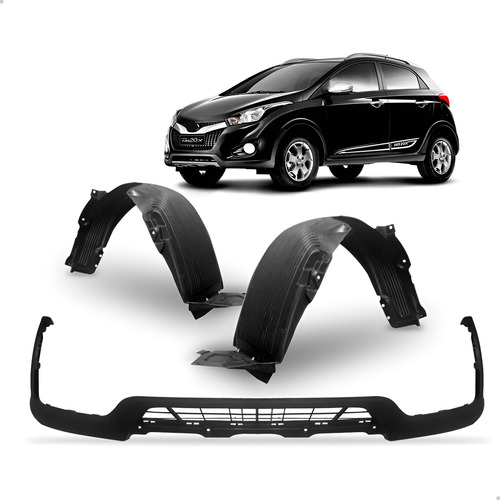 Kit Spoiler Parachoque + Par Asa Urubu Hb20x 2012 A 2015 Preto