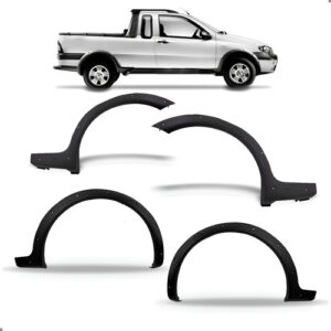 Kit Jogo Molduras Vão Roda Para Strada 1997 A 2000 04 Peças Preto