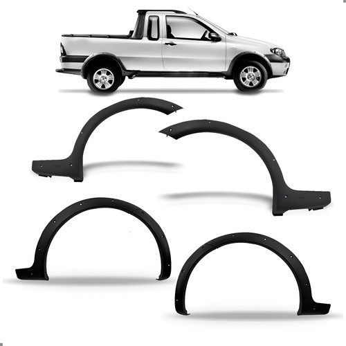 Kit Jogo Molduras Vão Roda Para Strada 1997 A 2000 04 Peças Preto