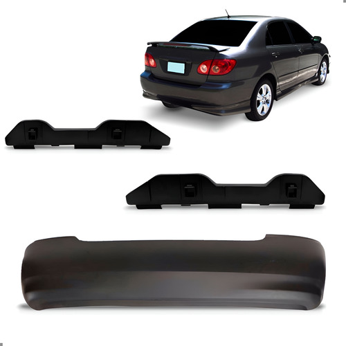 Parachoque Traseiro Para Corolla 2003 A 2008 Com Par Guia