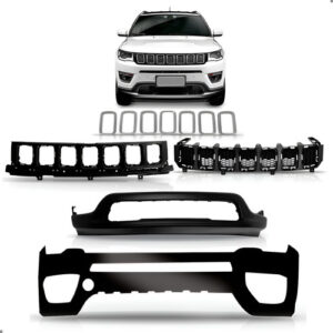 Kit Parachoque Grade Para Compass 2017 A 2021 Com Spoiler Preto