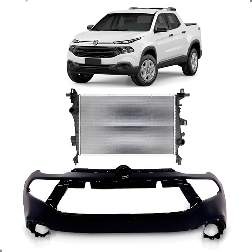 Kit Parachoque E Radiador Para Toro 2020 2021 Gasolina 1.8 Preto