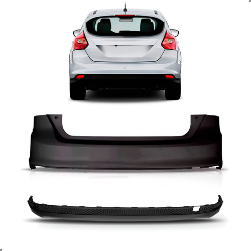Kit Parachoque Traseiro Para Focus 2014 2015 Hatch 1a Linha