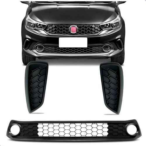 Tela Frontal Central Argo 2017 A 2022 C/ Friso E Furo Milha Preto