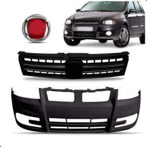 Kit Parachoque Para Stilo 2008 A 2012 Com Grade Friso Cinza Preto
