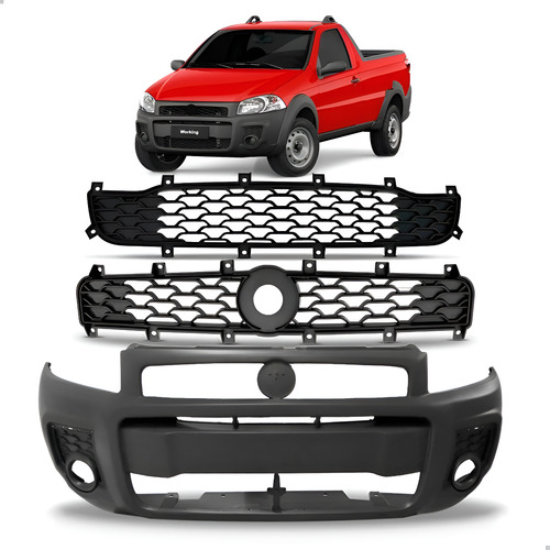 Kit Parachoque Diant/grades Strada Working 2014/2017 Novo Preto