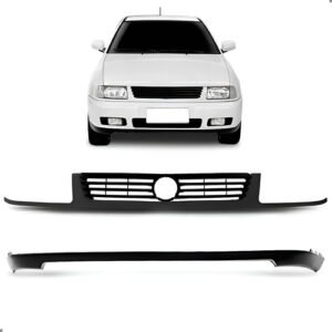 Kit Spoiler Saia Para Polo 1997 A 2002 Com Grade Completa Preto Brilhante