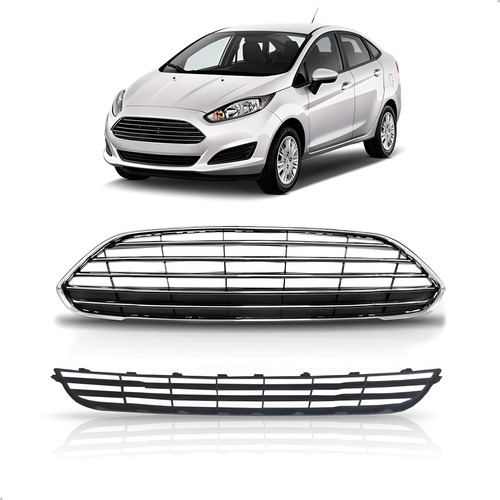 Kit Par De Grades Para New Fiesta 2013 A 2018 Sedan Preto