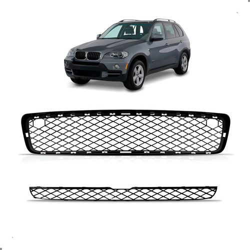 Kit Grade Para Bmw X5 2007 A 2013 Superior Inferior C/furo Preto