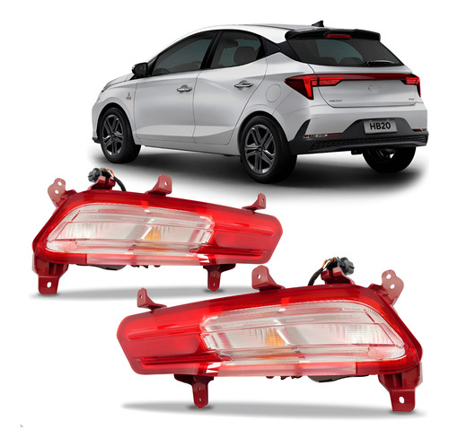 Par Sinaleira Neblina Hb20 2023 A 2024 Parachoque Traseiro Vermelho