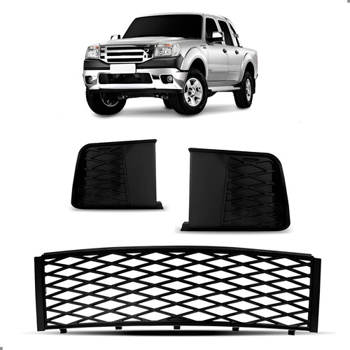 Kit Grade Central Parachoque Para Ranger 2009 2010 2011 2012 Preto