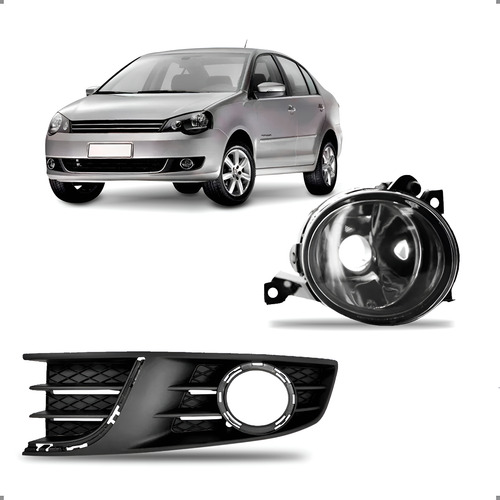 Farol De Milha Para Polo 2012 A 2014 Moldura Grade Esquerda Preto