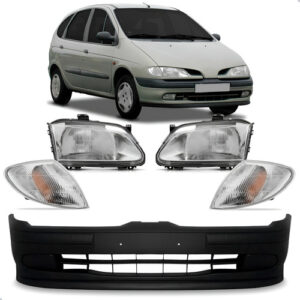 Kit Parachoque Scenic 1997 A 2001 Jogo Faróis E Sinaleiras Preto