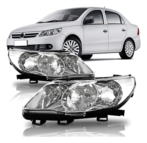 Farol Gol Voyage Saveiro G5 09 10 11 Cromado Duplo 1ª Linha Esquerdo/motorista