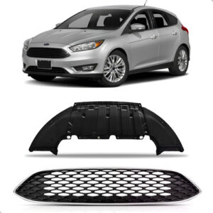 Kit Defletor E Grade Colmeia Focus 2016 A 2019 Friso Cromo Preto
