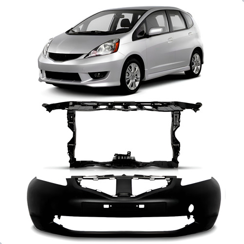 Kit Parachoque E Painel Mini Frente Honda Fit 2009 A 2014 Preto