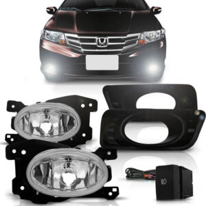 Kit Farol Auxiliar City 2012 À 2014 Com Grade Aro Preto
