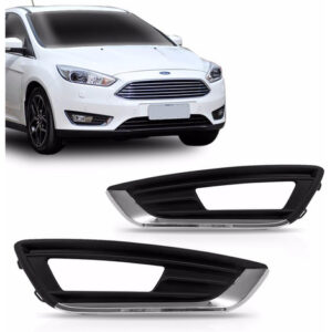 Par Tela Frontal Milha Parachoque Focus 16 17 Friso Cromado Preto