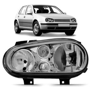Farol Golf 98 A 06 Foco Duplo Sem Auxiliar Cromado 1ª Linha - Esquerdo/motorista