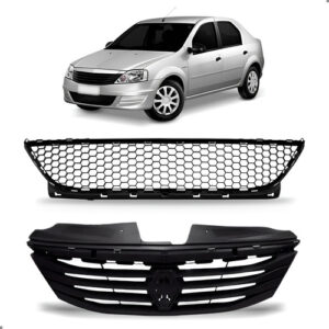 Kit Grade Para Logan 2011 2012 2013 Superior E Inferior Preto Preto