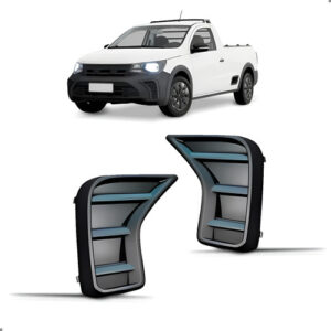 Par Moldura Milha Para Saveiro Robust 2023 Preto Ambos Lados