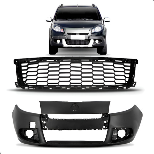 Kit Parachoque Para Renault Sandero Stepway 2012 2013 2014 Preto